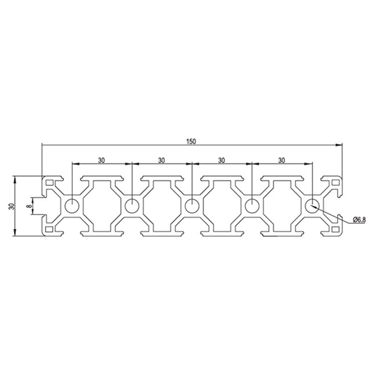 30150 T-Nuten-eloxiertes extrudiertes Aluminiumprofil