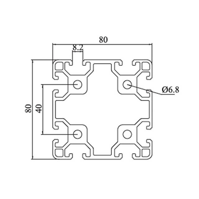 8080 Industrielles T-Nut-Aluminiumprofil für Balken