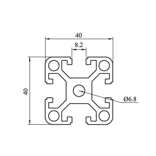 4040D T-geschlitztes schwarzes Aluminium-Strangpressprofil