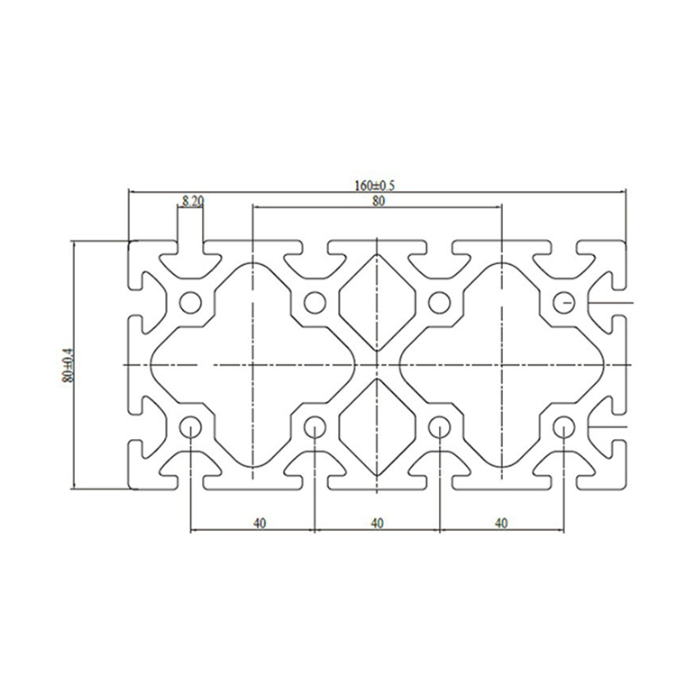 80160 Hochleistungs-T-Nut-Aluminium-Trägerprofil