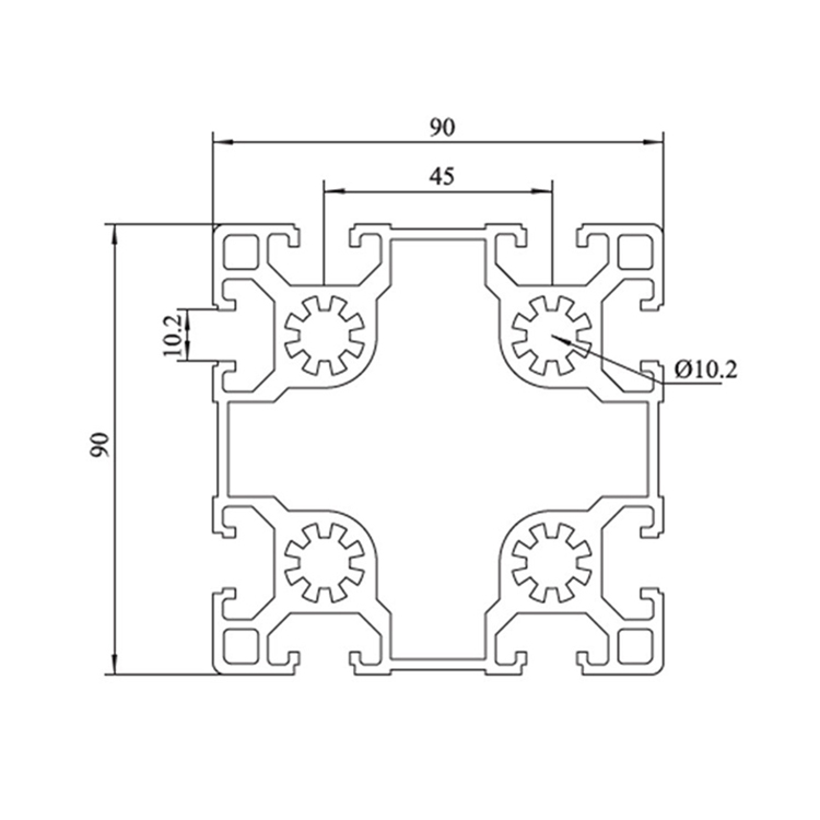 9090 Eloxiertes T-Nut-Aluminium-Strangpressprofil