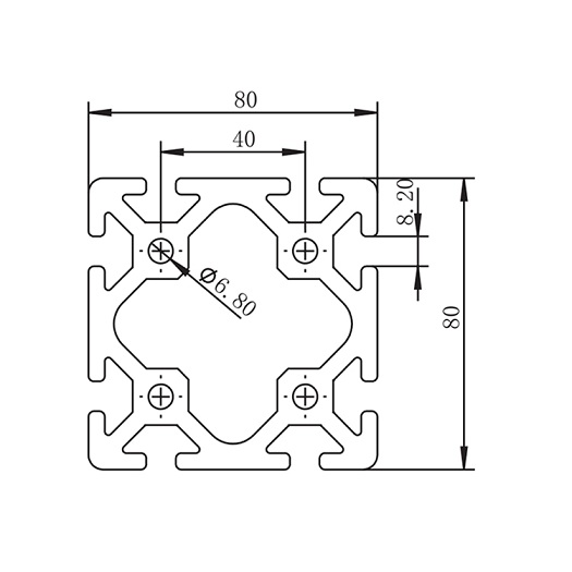 8080B Hochleistungs-T-Nut-Aluminium-Trägerprofil