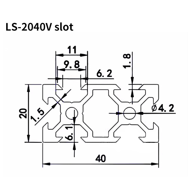 2040 V-Nut-Linearschienen-Aluminium-Strangpressprofil 