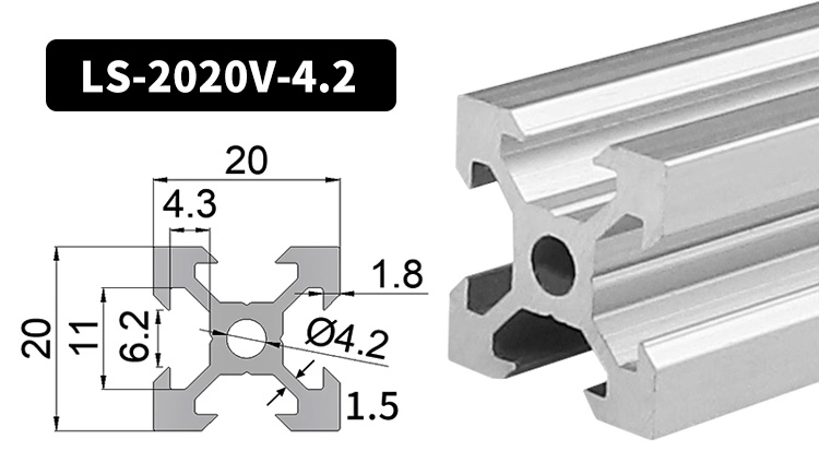 V-Slot 2020 Aluminium-Extrusionsprofil 