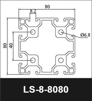 8080 Aluminiumprofil für Maschinenstrukturrahmen 