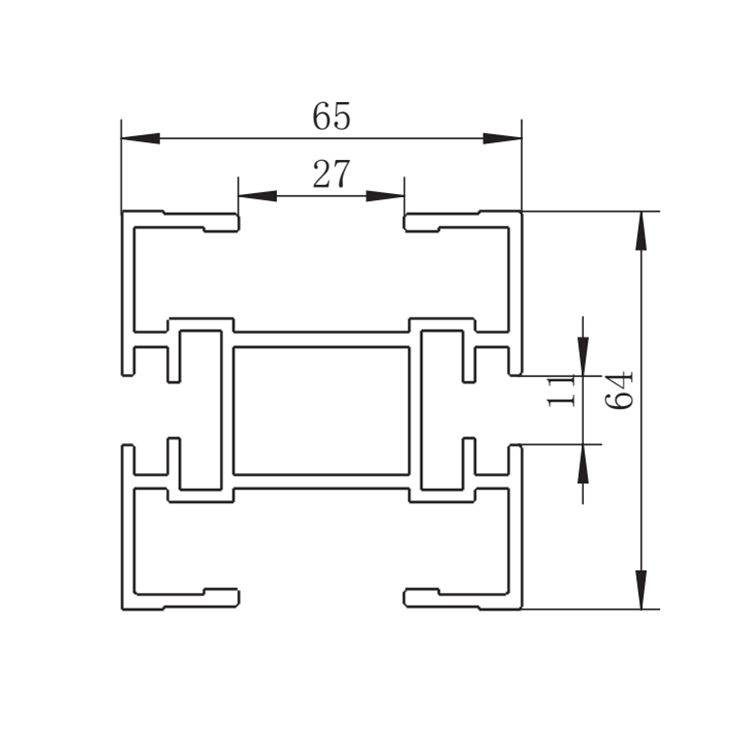 65 mm flexibles Kettenförderträger-Aluminiumprofil