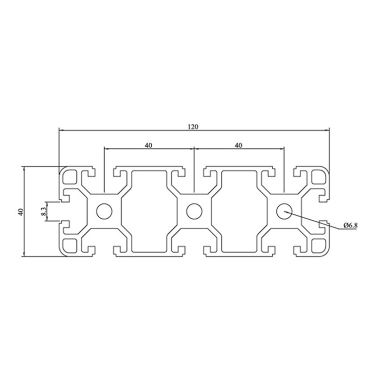 40120 Eloxiertes T-geschlitztes Aluminium-Strangpressprofil