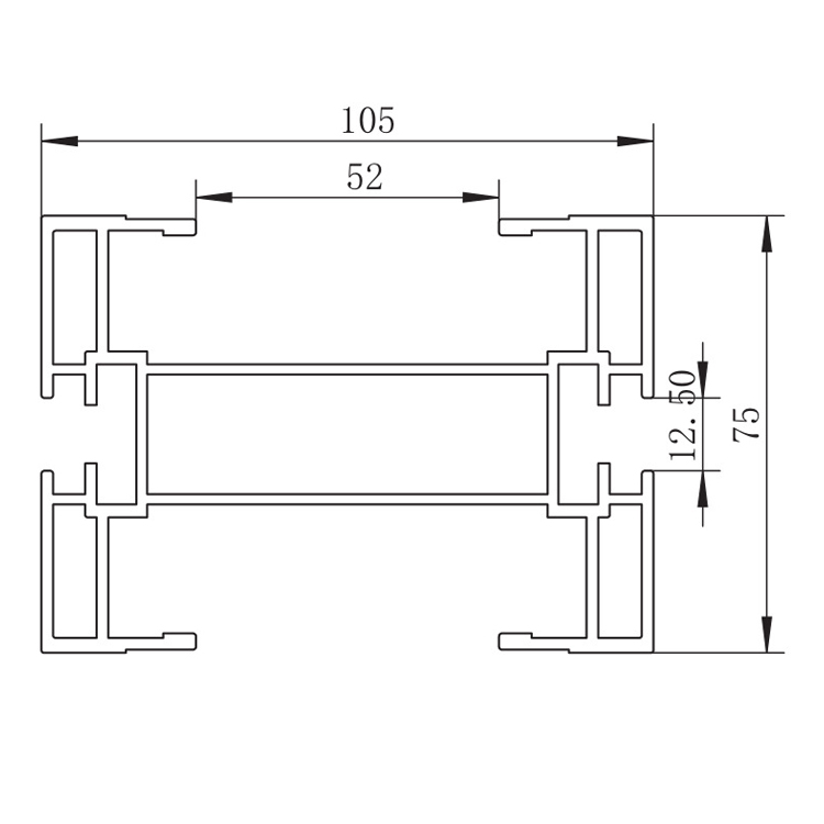 105 mm flexibles, gebogenes Förderketten-Aluminiumprofil