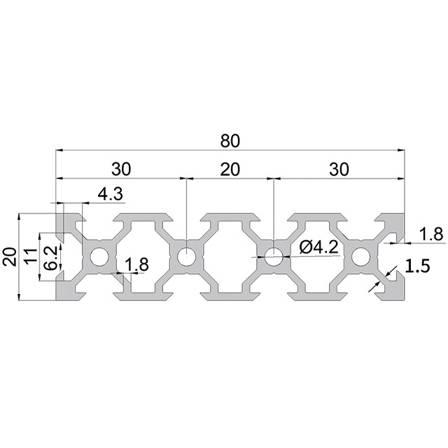 2080 V-Nut-Linearschienen-Aluminium-Extrusionsprofil 