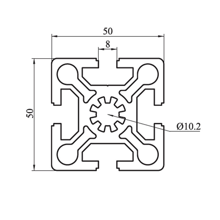 5050 8 mm T-Nut-eloxierte Aluminiumprofile